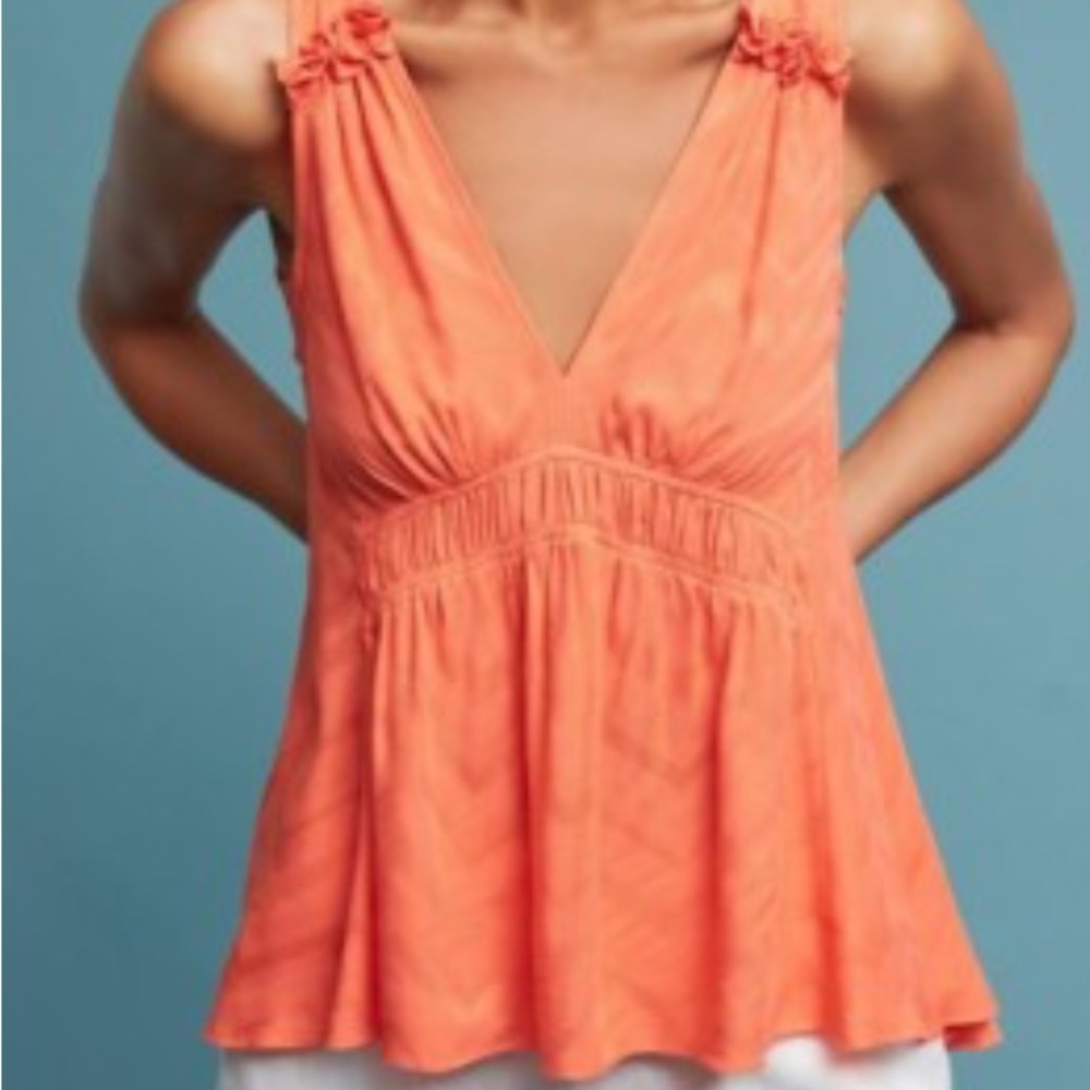 Maeve by Anthropologie Women’s Sleeveless Top SZ L Ruffles Babydoll Fit Coquette